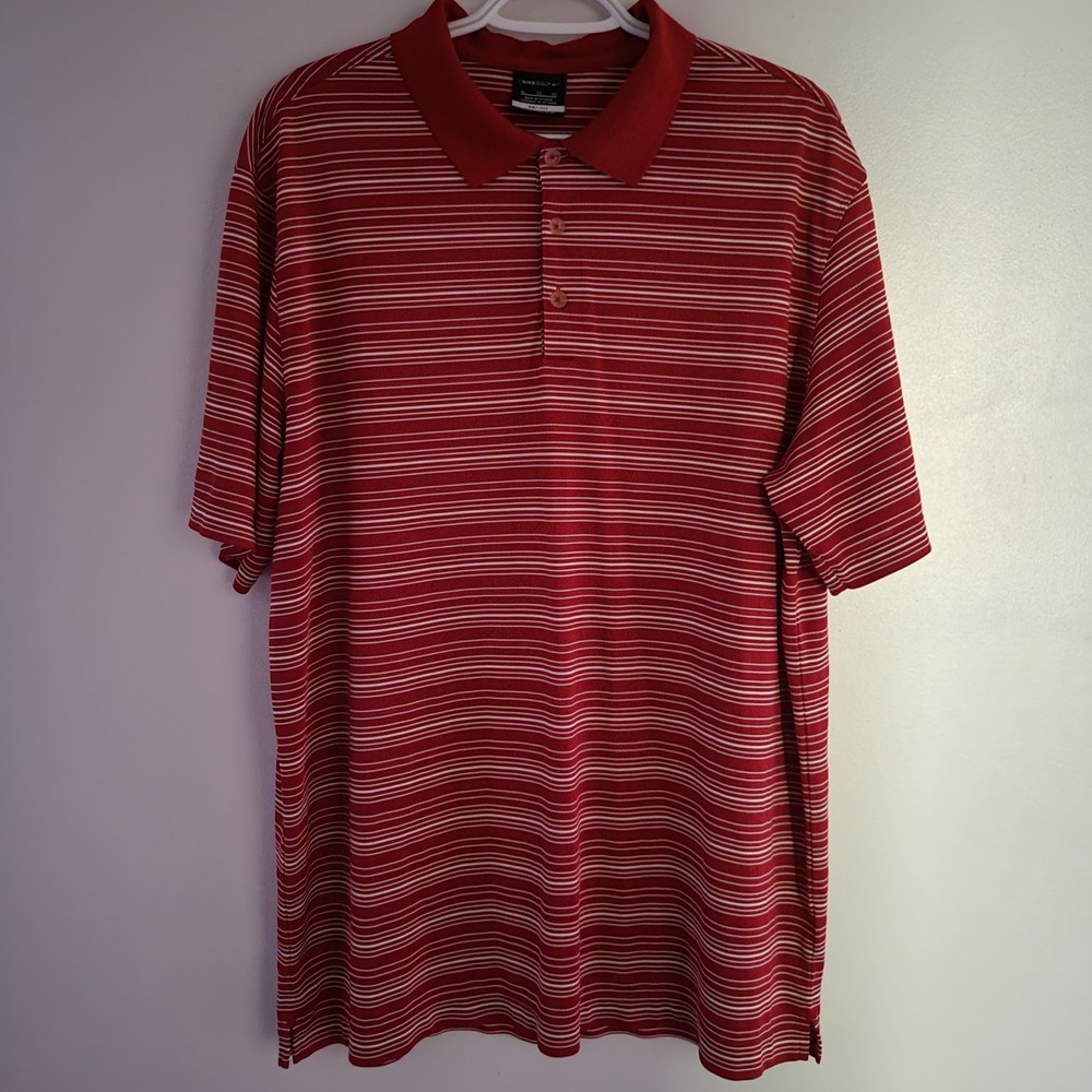 Nike Golf Dri-Fit Short Sleeve Polo Men's Size XL Red White Striped